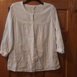 White Eyelet Women's Top